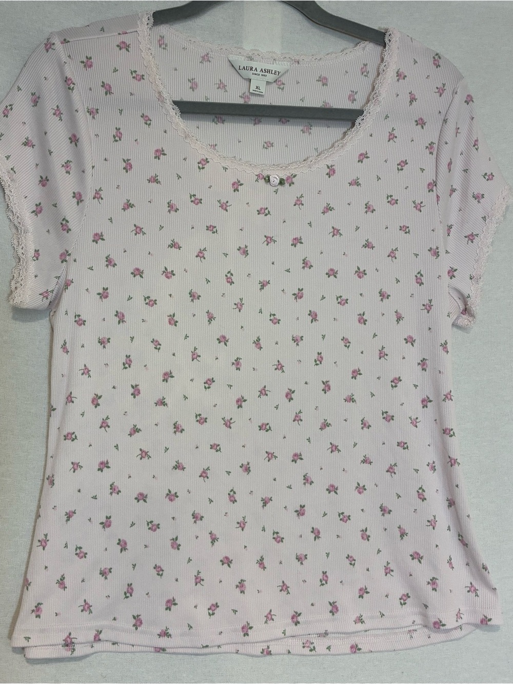 Laura Ashley Floral Pajama Shirt and Pants Set Soft Feminine Size XL Classic